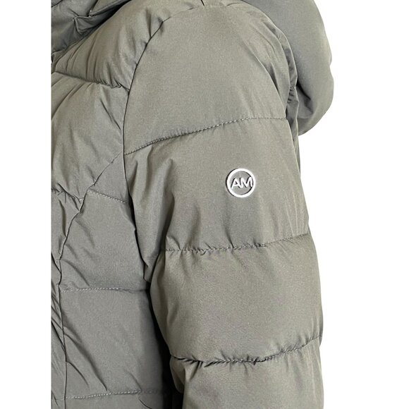 Andrew Marc Olive Green Stretch Puffer Jacket Faux Fur Hood Small - Picture 8 of 12